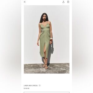 ZARA Green Midi Dress